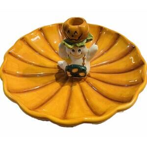 Pumpkin & Ghost Candy Dish 9.5" x 6" Halloween